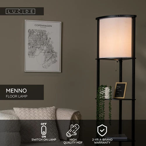 Lucide MENNO - Floor lamp - 1xE27 - Black - USP